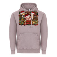 Vintage Zinc merry christmas farm animals Vintage Hoodie - RanaPortraitStore