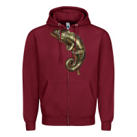 Burgundy Green Chameleon Lizard Illustrations Zipper Hoodie - LillyAllenDesigns
