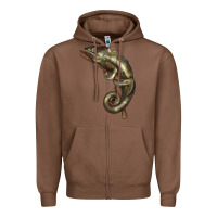 Chestnut Green Chameleon Lizard Illustrations Zipper Hoodie - LillyAllenDesigns