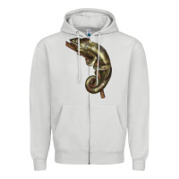 Dove Grey Green Chameleon Lizard Illustrations Zipper Hoodie - LillyAllenDesigns