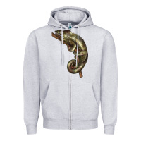 Heather Grey Green Chameleon Lizard Illustrations Zipper Hoodie - LillyAllenDesigns