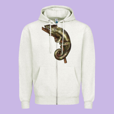 Green Chameleon Lizard Illustrations Zipper Hoodie Designed By Lillyallendesigns