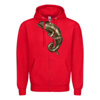 Red Green Chameleon Lizard Illustrations Zipper Hoodie - LillyAllenDesigns