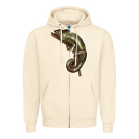 Sandshell Green Chameleon Lizard Illustrations Zipper Hoodie - LillyAllenDesigns