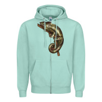 Seafoam Green Chameleon Lizard Illustrations Zipper Hoodie - LillyAllenDesigns
