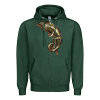 Sports Green Green Chameleon Lizard Illustrations Zipper Hoodie - LillyAllenDesigns