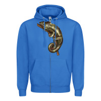 True Royal Green Chameleon Lizard Illustrations Zipper Hoodie - LillyAllenDesigns
