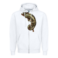 White Green Chameleon Lizard Illustrations Zipper Hoodie - LillyAllenDesigns