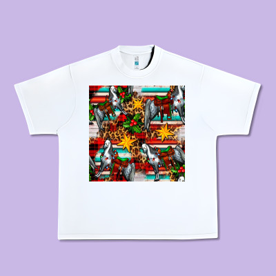 Christmas Horse Leopard Tartan Urban Heavy Tee Designed By Fadigitalartstudio
