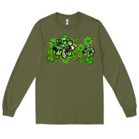 Army Green cowhide and leopard shamrocks Long Sleeve Tee - AdoDesignShop