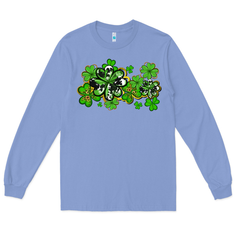 Cowhide And Leopard Shamrocks Long Sleeve Tee by AdoDesignShop | Teevron