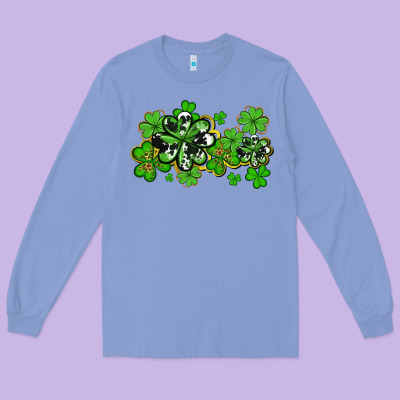Cowhide And Leopard Shamrocks Long Sleeve Tee Designed By Adodesignshop