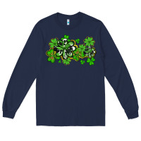 Navy cowhide and leopard shamrocks Long Sleeve Tee - AdoDesignShop