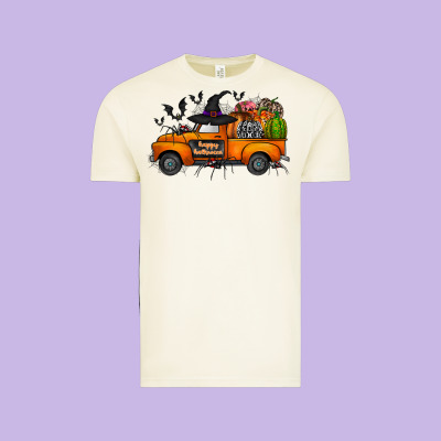 Happy Halloween Truck Vintage Tee Designed By Cowhidedigitalart