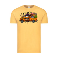 Vintage Mustard happy halloween truck Vintage Tee - CowhideDigitalArt