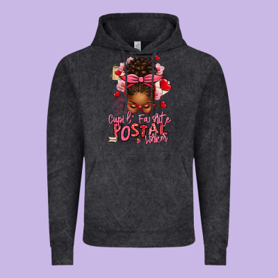 Cupid's Favorite Postal Worker Afro Messy Bun Vintage Hoodie Designed By Texasbilliewilder