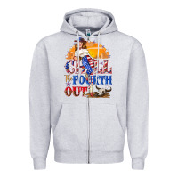 Heather Grey Chill the fourth out 4th of july Zipper Hoodie - NancyCooperArtShop