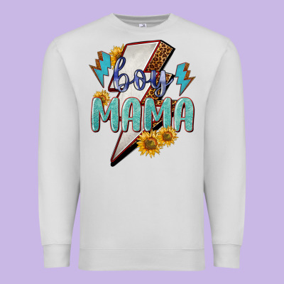 Boy Mama Lightning Bold Premium Sweatshirt Designed By Nancycooperartshop