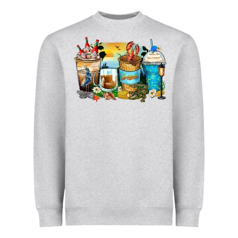 Louisiana Coffee Cups Heavyweight Sweatshirt by Zillion Design Studio | Teevron