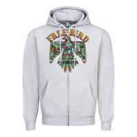 Heather Grey free bird feathers thunderbird Zipper Hoodie - BarkalooDesign