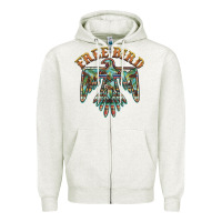 Oatmeal Heather free bird feathers thunderbird Zipper Hoodie - BarkalooDesign