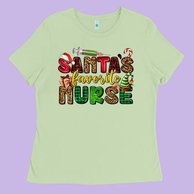 Santas Favorite Nurse Ladies Tee Designed By Adodesignshop