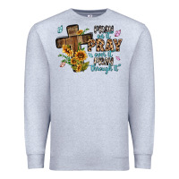 Heather Grey pray on it pray over it pray through it Premium Sweatshirt - MaliasSmallBusiness
