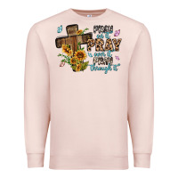 Pale Pink pray on it pray over it pray through it Premium Sweatshirt - MaliasSmallBusiness