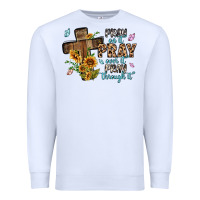 White pray on it pray over it pray through it Premium Sweatshirt - MaliasSmallBusiness