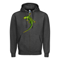 Charcoal Heather Green Lizard Illustrations Zipper Hoodie - LillyAllenDesigns