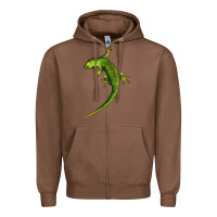 Chestnut Green Lizard Illustrations Zipper Hoodie - LillyAllenDesigns