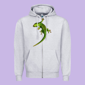 Green Lizard Illustrations Zipper Hoodie Designed By Lillyallendesigns