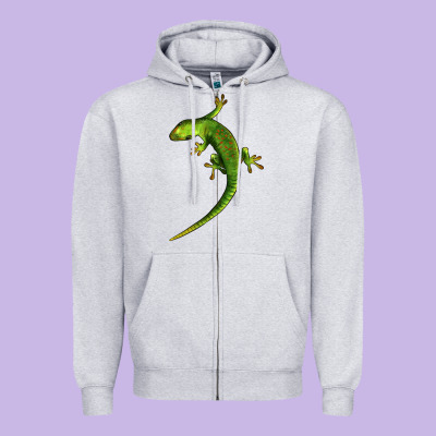 Green Lizard Illustrations Zipper Hoodie Designed By Lillyallendesigns