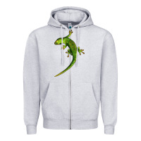 Heather Grey Green Lizard Illustrations Zipper Hoodie - LillyAllenDesigns