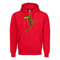 Red Green Lizard Illustrations Zipper Hoodie - LillyAllenDesigns