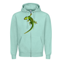 Seafoam Green Lizard Illustrations Zipper Hoodie - LillyAllenDesigns