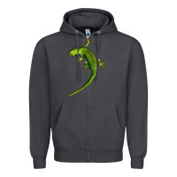 Smoke Green Lizard Illustrations Zipper Hoodie - LillyAllenDesigns
