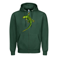 Sports Green Green Lizard Illustrations Zipper Hoodie - LillyAllenDesigns