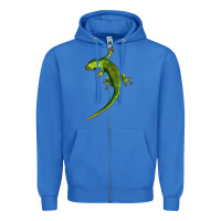 True Royal Green Lizard Illustrations Zipper Hoodie - LillyAllenDesigns