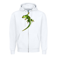 White Green Lizard Illustrations Zipper Hoodie - LillyAllenDesigns