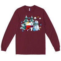 Burgundy dental christmas teeth and winter with snowman Long Sleeve Tee - AdoDesignShop