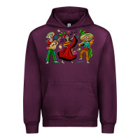 Mauve Wine Mexican Skeletons Urban Hoodie - texasbilliewilder