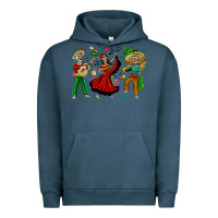 Pigment Midnight Navy Mexican Skeletons Urban Hoodie - texasbilliewilder