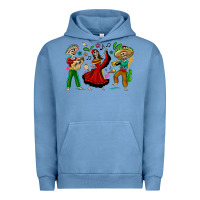 Pigment Pebble Blue Mexican Skeletons Urban Hoodie - texasbilliewilder