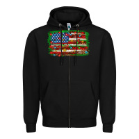 Black Christmas american flag Zipper Hoodie - NancyCooperArtShop