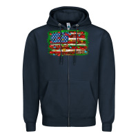 Navy Christmas american flag Zipper Hoodie - NancyCooperArtShop