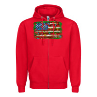 Red Christmas american flag Zipper Hoodie - NancyCooperArtShop
