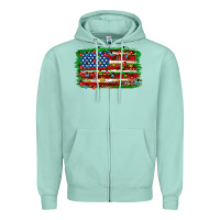 Seafoam Christmas american flag Zipper Hoodie - NancyCooperArtShop