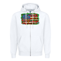 White Christmas american flag Zipper Hoodie - NancyCooperArtShop