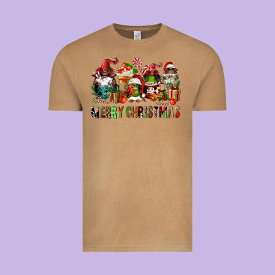 Merry Christmas Coffee Afro Gnomies Vintage Tee Designed By Fadigitalartstudio